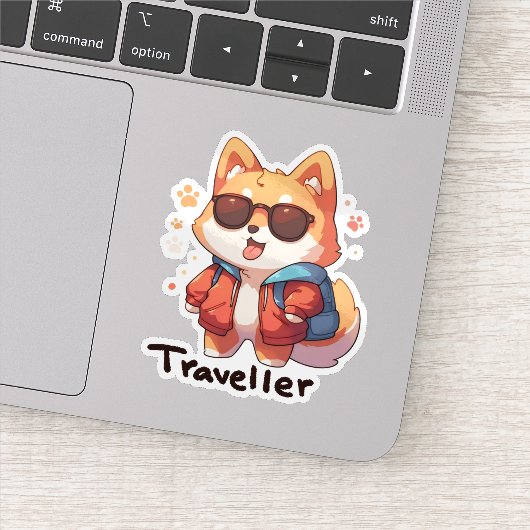 Reiziger Anime Coolle Hond Sticker (Detail)