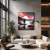 Reiziger in de schemering canvas afdruk