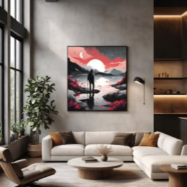 Reiziger in de schemering canvas afdruk