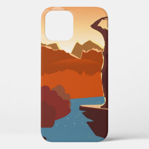 Reiziger of ontdekkingsreiziger met rugzak, die op Case-Mate iPhone case