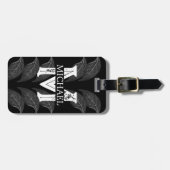 Reiziger script monogram naam | Bloemend thema Bagagelabel (Voorkant horizontaal)