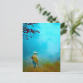 Reizigeraar in de Japanse mist in de  Oude Japan Briefkaart (Staand voorkant)