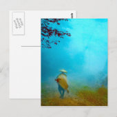 Reizigeraar in de Japanse mist in de  Oude Japan Briefkaart (Voorkant / Achterkant)