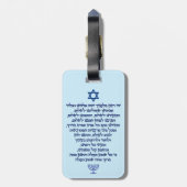 Reizigergebed op Hebreeuwse Blauwe Tekst Bagagelabel (Achterkant verticaal)