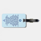 Reizigergebed op Hebreeuwse Blauwe Tekst Bagagelabel (Achterkant horizontaal)