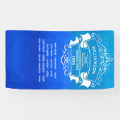 Reizigerreis met blauw reisplatform monogrammen spandoek (Horizontaal)