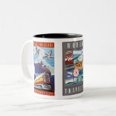 Reizigerreiziger-wereldreiziger Tweekleurige Koffiemok (Voorkant links)