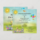 Reizigers en meisjes in Train Birthday Party Kaart (Voorkant / Achterkant)