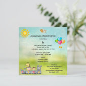 Reizigers en meisjes in Train Birthday Party Kaart (Staand voorkant)