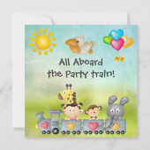 Reizigers en meisjes in Train Birthday Party Kaart (Achterkant)