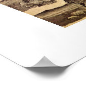 Reizigers in de bergen van Fan Kuan Poster (Hoek)