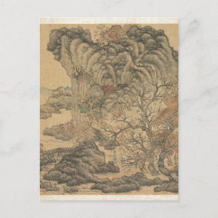 Reizigers in een herfstlandschap door Chen Hongsho Briefkaart