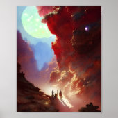 Reizigers in een kanjon van rood gesteente poster (Voorkant)