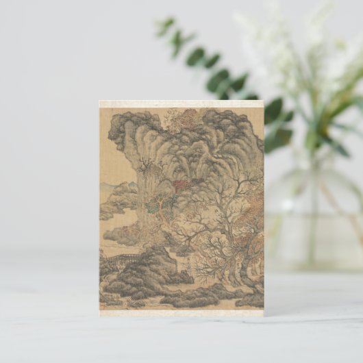 Reizigers in het najaar van het landschap van Chen Briefkaart (Staand voorkant)