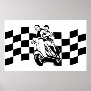 Reizigers met zwarte en witte vinkjes poster