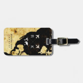 Reizigers Naam Modern USA Kaart Wereld Bagagelabel (Voorkant horizontaal)