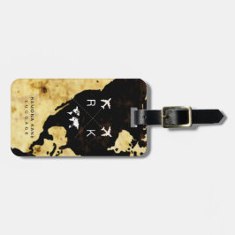 Reizigers Naam Modern USA Kaart Wereld Bagagelabel