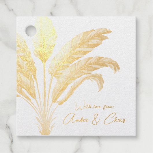 Reizigers Palmboom Tropisch Boho Bedankjes Labels (Voorkant)