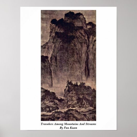 Reizigers tussen bergen en straten door Fan Kuan Poster (Voorkant)