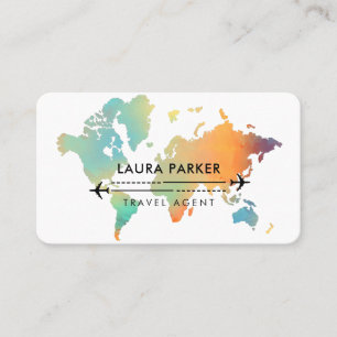 Reizigersagent Wereldkaart Vacking Water Blauwgroe Visitekaartje