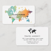 Reizigersagent Wereldkaart Vacking Water Blauwgroe Visitekaartje (Voorkant / Achterkant)