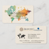 Reizigersagent Wereldkaart Vacking Water Blauwgroe Visitekaartje (Voorkant / Achterkant)