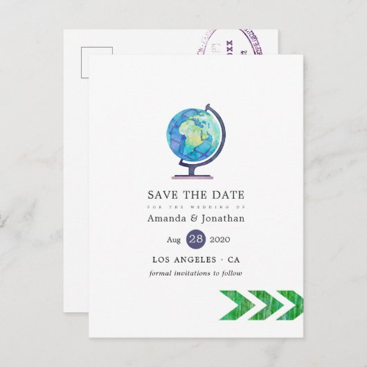 Reizigersavondenweduwschap Sla datum op Aankondigingskaart (Voorkant / Achterkant)