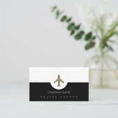 Reizigersdienst + vliegtuig zwart-wit visitekaartje (Staand voorkant)