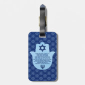 Reizigersgebed in Hebreeuwse blauwe tekst Florale  Bagagelabel (Achterkant verticaal)
