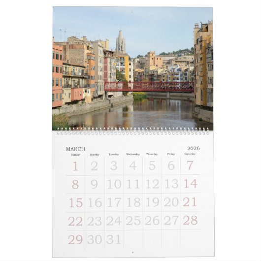 Reizigersmuur van 12 maanden kalender (Mar 2026)
