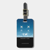Reizigersnaam Moderne Elegante Monogram Bagagelabel (Voorkant verticaal)