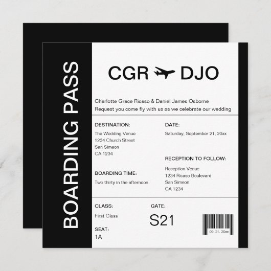 Reizigerspas bruiloft kaart (Voorkant / Achterkant)