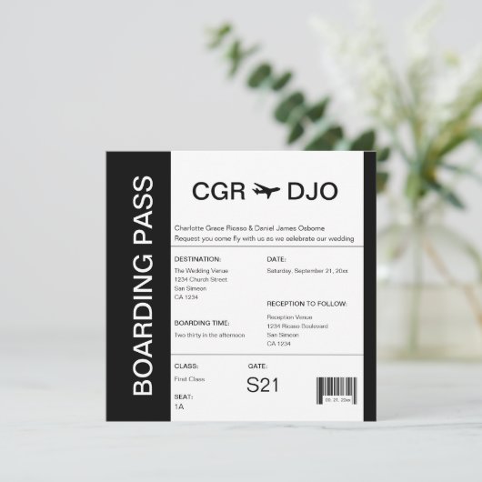 Reizigerspas bruiloft kaart (Staand voorkant)