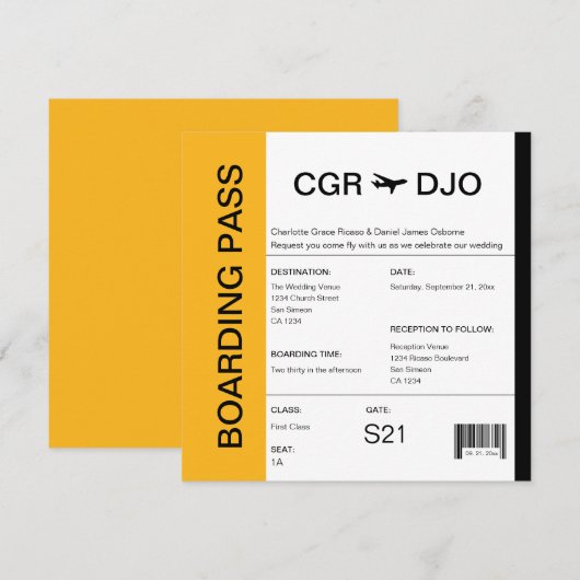 Reizigerspas bruiloft kaart (Voorkant / Achterkant)