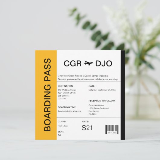 Reizigerspas bruiloft kaart (Staand voorkant)