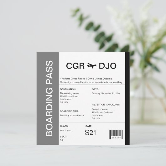 Reizigerspas bruiloft kaart (Staand voorkant)