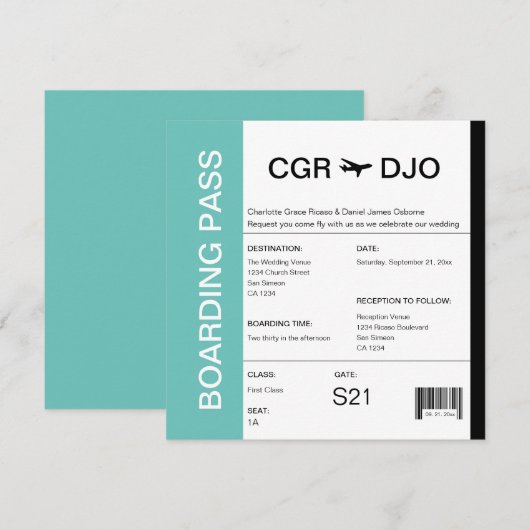 Reizigerspas bruiloft kaart (Voorkant / Achterkant)