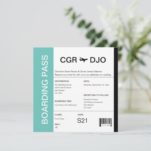 Reizigerspas bruiloft kaart (Staand voorkant)