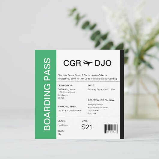 Reizigerspas bruiloft kaart (Staand voorkant)