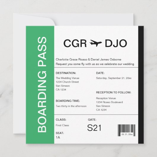 Reizigerspas bruiloft kaart (Voorkant)