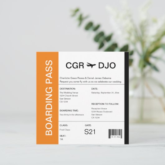 Reizigerspas bruiloft kaart (Staand voorkant)