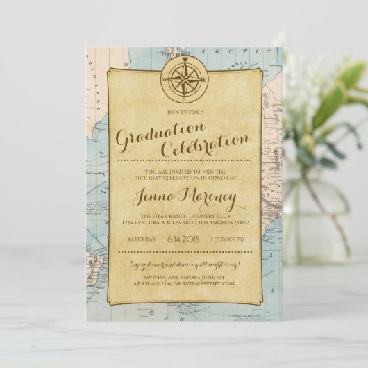 Reizigersplattegrond Afstuderen Uitnodiging (Staand voorkant)