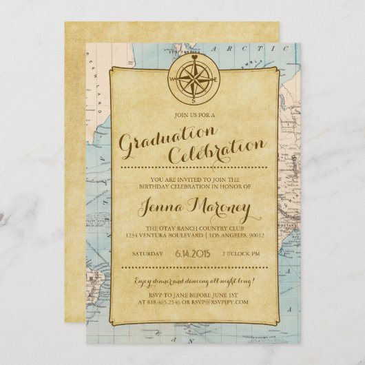 Reizigersplattegrond Afstuderen Uitnodiging (Voorkant / Achterkant)