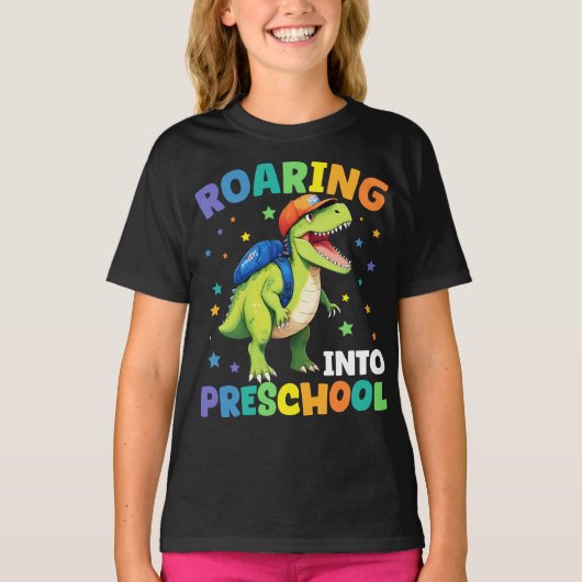 Reizigersschool Dinosaur T Rex terug naar school T-shirt (Voorkant)