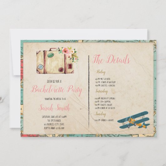 Reizigersthemabachelorette met het ambulante parte kaart (Voorkant)