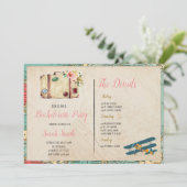 Reizigersthemabachelorette met het ambulante parte kaart (Staand voorkant)