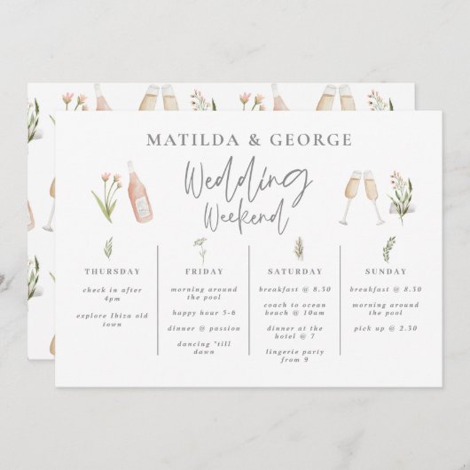 Reizigersweek waterverf wilde bloemenkweek (Voorkant / Achterkant)