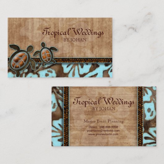 Reizigerturnschildpadden Bruin blauw Visitekaartje (Voorkant / Achterkant)