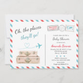 Reizigervliegtuig met tweeling Baby shower Sprinkl Kaart (Voorkant)