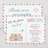 Reizigervliegtuig met tweeling Baby shower Sprinkl Kaart (Voorkant / Achterkant)